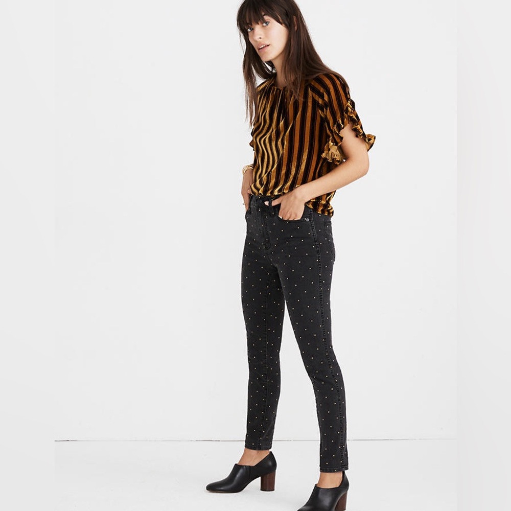 NWT Madewell Memento Velvet Striped Ruffle Blouse Sz S